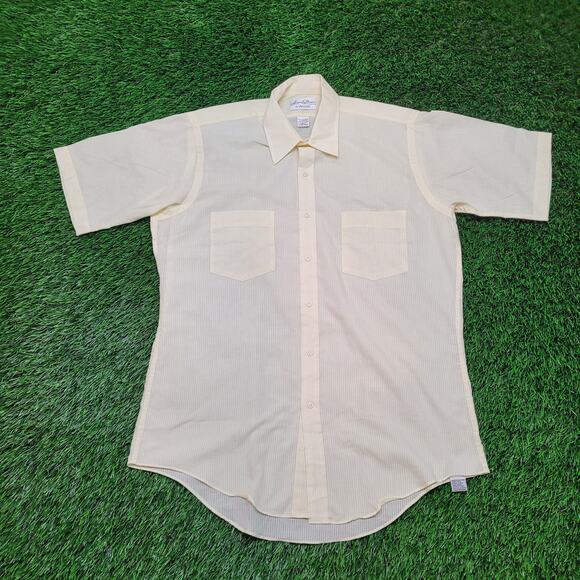 Vintage 80s Arrow Pastel Stripe Short Sleeve Button Up Shirt Mens Medium 15.5 - Picture 1 of 10